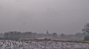 Snöfall vid 13-tiden idag.